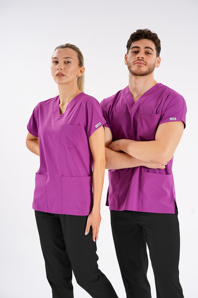 Lion Üniforma قميص Menekviye Dr.Greys موديل ليكرا للممرضات والأطباء بأكمام طو...