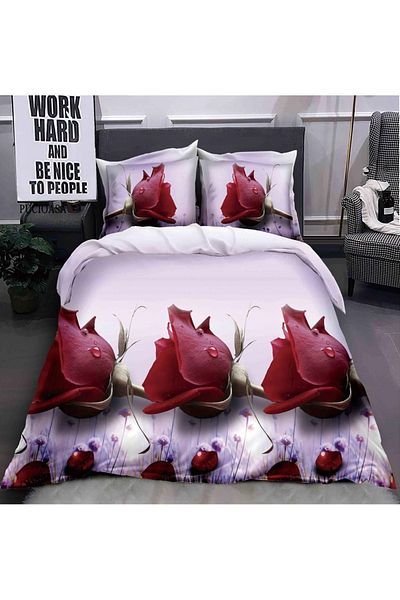 CHIRASO CHIRASO 3D Bedding Set, 4 pieces, ELASTIC Sheet 180x200+25cm, Duvet Cover 200x230cm, 2 Pillowcases