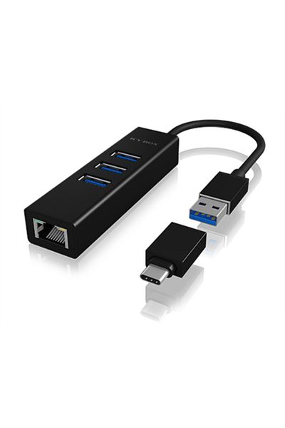 RaidSonic ICY BOX | IB-HUB1419-LAN | Hub - 3 porty | IEEE 802.3, IEEE 802.3u, IEEE 802.1Q, IEEE 802.1p