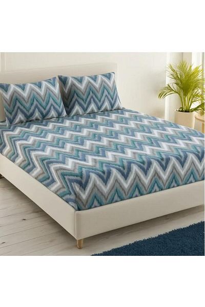 Sinada Home Blue Zigzag Patterned Fitted Sheet Set