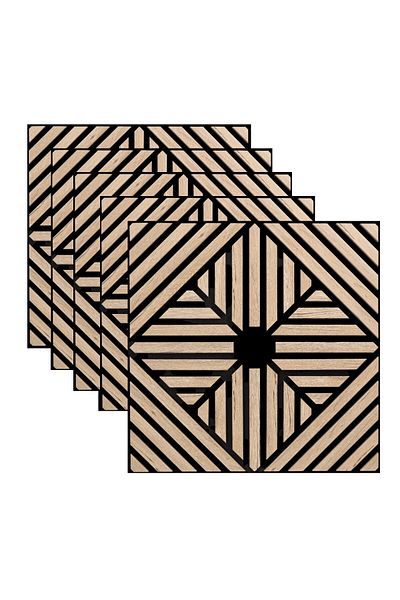 Naimeed Company Set de 5 panouri acustice decorative, MDF și fetru, Naimeed D6769, 60x60x1.8cm, Stejar închis