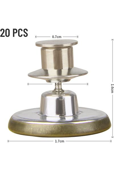 ZoneYan Set of 20 jeans buttons, metal, beige/silver, 1.6 x 1.7 cm