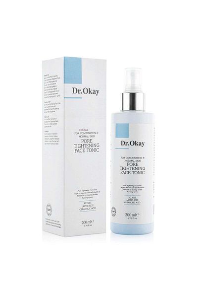 dr.okay Facial Tonic for Enlarged Pores, Combination and Normal Skin, with Lactic Acid and Oleanolic Acid