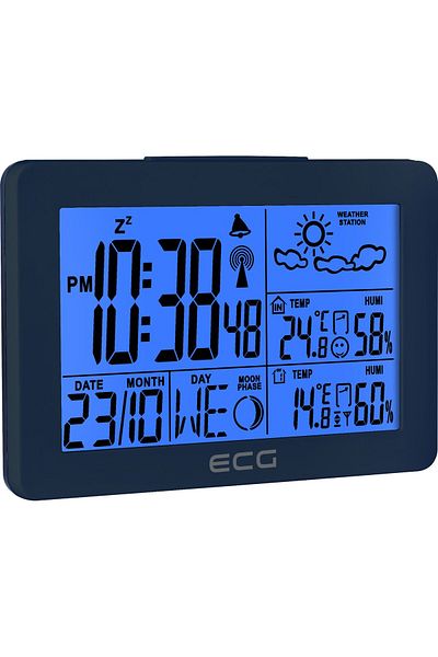 ECG Indoor-outdoor weather station MS 200 Grey, wireless external sensor, LCD, clock, alarm