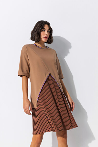 Miss Lilium Pileli Bisiklet Yaka Elbise