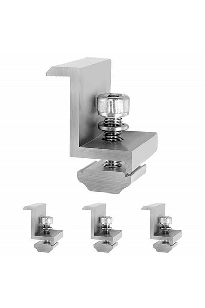 VABNEER Set of 4 solar panel clamps, aluminum, silver, 35 x 35 mm