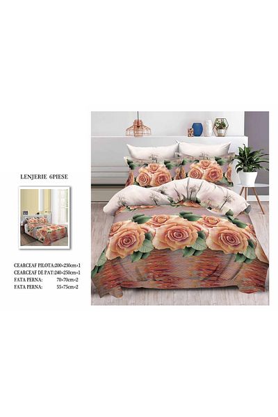 CHIRASO CHIRASO 3D Bedding Set, 6 pieces, Classic Sheet 240x250cm, Duvet Cover 200x230cm, 4 Pillowcases