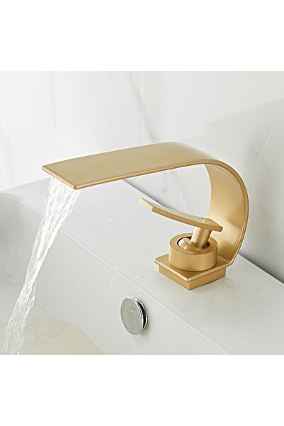 Flextail صنبور حوض الحمام الشلال الذهبي، صنبور نحاسي ذهبي اللون