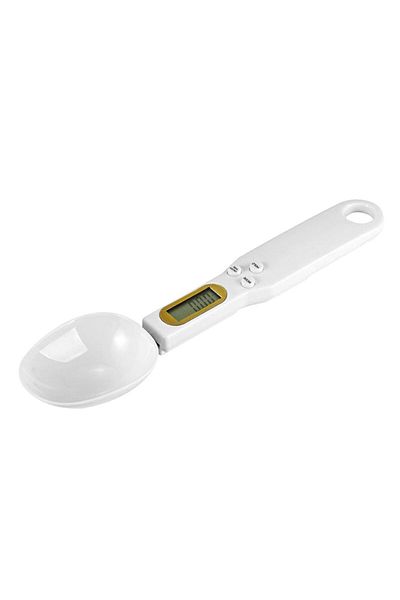 Aptel Cântar de bucătărie, tip lingură, ecran LCD, plastic, alb