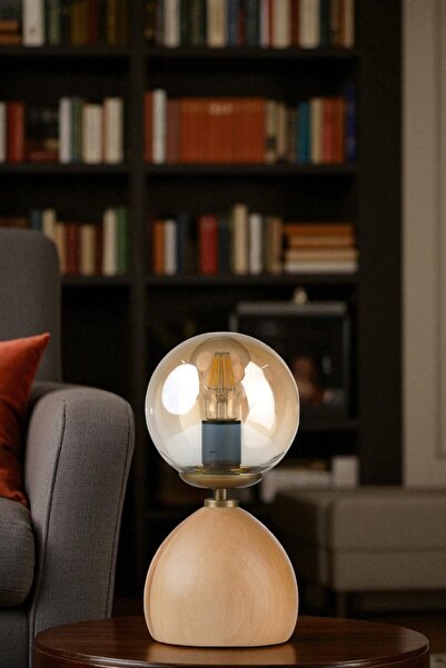 Lumexx Cameron Naturel Honey Glass Table Lamp