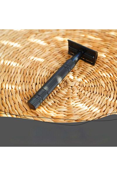 OEM Shaving set with classic safety razor Glossy Black Aluminum with cotton pad, aloe soap