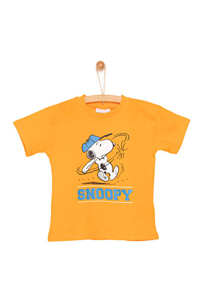 SNOOPY - PEANUTS Erkek Bebek Tişört Bisiklet Yaka Kısa Kol Turuncu