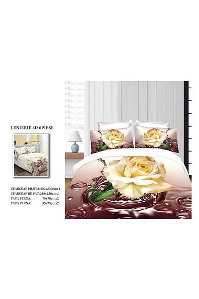 CHIRASO CHIRASO 3D Bedding Set, 6 pieces, Classic Sheet 240x250cm, Duvet Cover 200x230cm, 4 Pillowcases