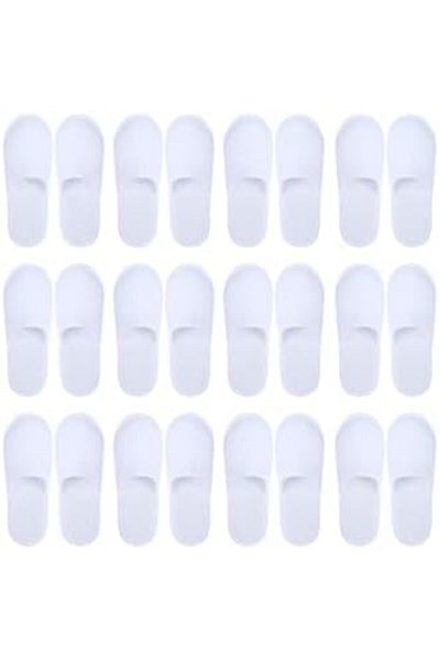 Yuwell YU WELL 12 Pairs Disposable Spa Slippers Fluffy Closed Toe Spa Slippers For Hotel, Fits Most Size