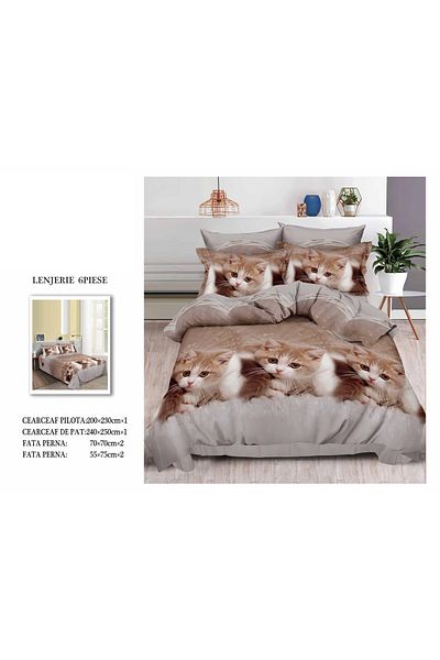 CHIRASO CHIRASO 3D Bedding Set, 6 pieces, Classic Sheet 240x250cm, Duvet Cover 200x230cm, 4 Pillowcases