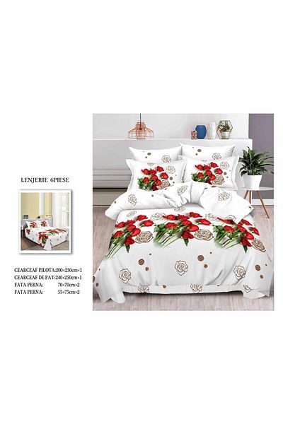 CHIRASO CHIRASO 3D Bedding Set, 6 pieces, Classic Sheet 240x250cm, Duvet Cover 200x230cm, 4 Pillowcases