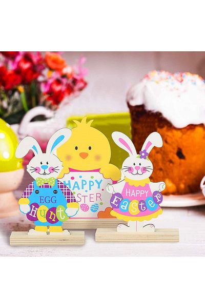 HAKOTOM Set of 5 Easter decorations for children Hakotom, wood, multicolor, 14.6/15 cm