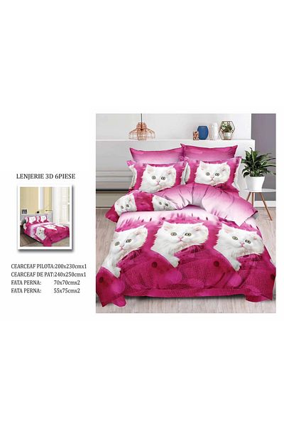 CHIRASO CHIRASO 3D Bedding Set, 6 pieces, Classic Sheet 240x250cm, Duvet Cover 200x230cm, 4 Pillowcases
