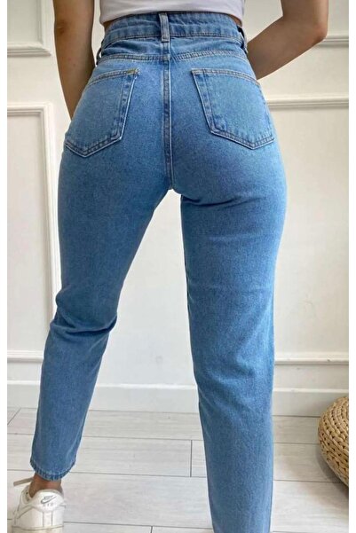 jsshop collection PANTALONI DE Școală mom jeans cu talie înaltă material elas...