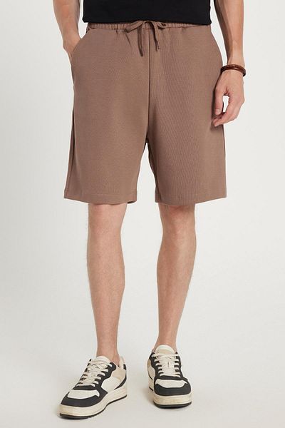 Tudors Men's Relax Fit Relaxed Cut Bermuda Brown Shorts with Side Pockets