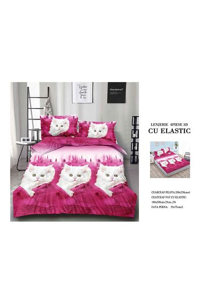 CHIRASO CHIRASO 3D Bedding Set, 4 pieces, ELASTIC Sheet 180x200+25cm, Duvet Cover 200x230cm, 2 Pillowcases