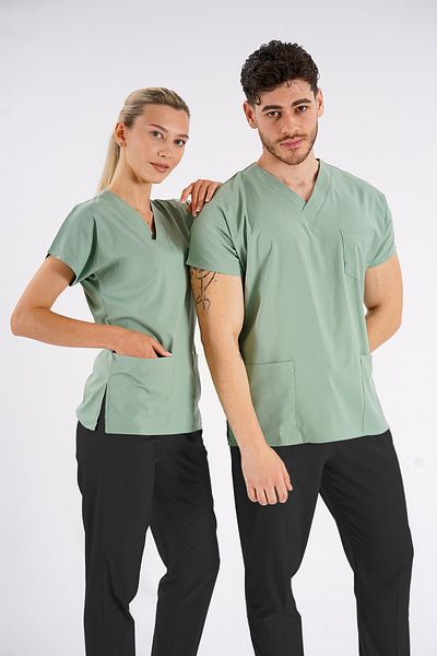 Lion Üniforma Mould Green Dr. Greys Model Lycra Nurse Doctor Jersey Scrubs Single Top Unisex Bat Sleeve
