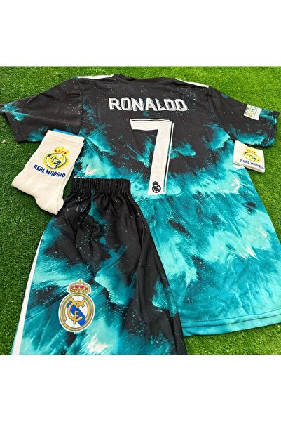kombinezyum Real Madrid Ronaldo 2025/26 Yeni Sezon Mavi Dalgalı Desenli Çocuk...