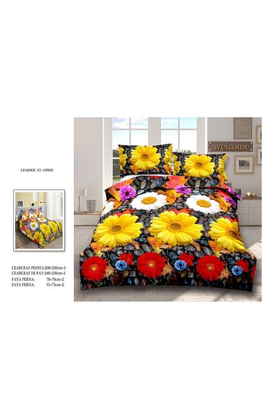 CHIRASO CHIRASO 3D Bedding Set, 6 pieces, Classic Sheet 240x250cm, Duvet Cover 200x230cm, 4 Pillowcases