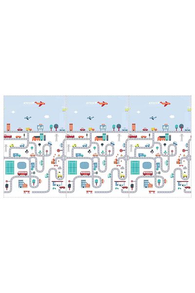 Bocioland Foldable play mat, printed on both sides, 200 x 150 cm, City