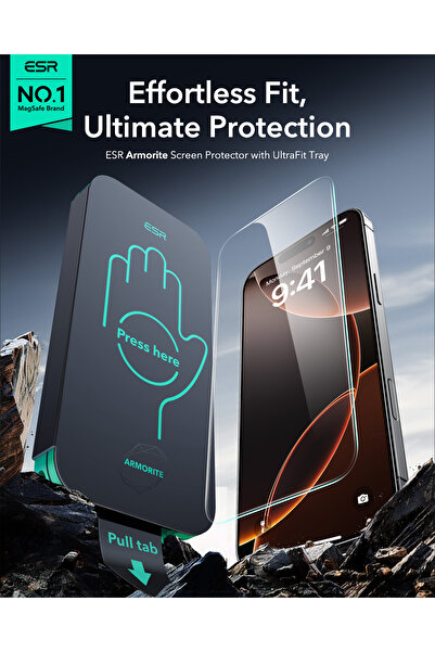 ESR iphone 16 Pro Anti-Static Temperli Full Cam Ekran Koruyucu Kolay Kurulum Kiti