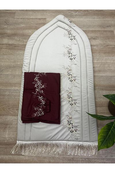 smart home Embroidered sponge padded prayer rug set with embroidered crushed prayer sheet. Excellent soft cool material provides you with comfort.