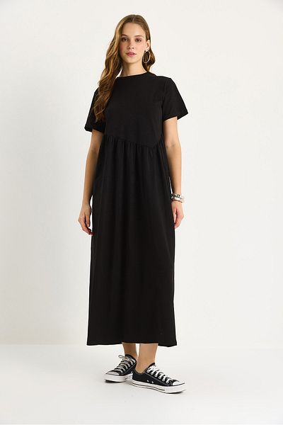 Bianco Lucci Women's Gathered Long Knitted Dress 440 60283177