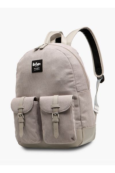 Lee Cooper Lee Cooper Corduroy Backpack with Adjustable Shoulder Straps and Zip Closure - 15x33x40 cm