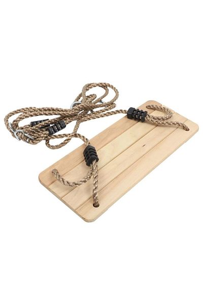 Mercaton Leagan cu Sfoara pentru Copii, Dreptunghiular, Lemn, Maro, Greutate Max 120 kg, 40x17x1.4 c