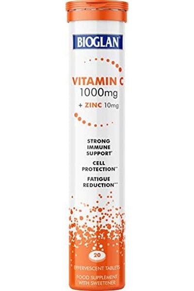 BIOGLAN Vitamin C 1000Mg + Zinc 10Mg Triple Action Refreshing Orange Flavored 20 Effervescent Tablet