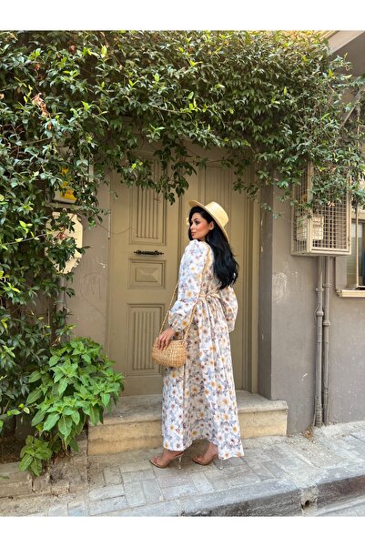 KÜÇÜĞÜM BUTİK Φόρεμα Hijab Brown Azalea Flower Flared