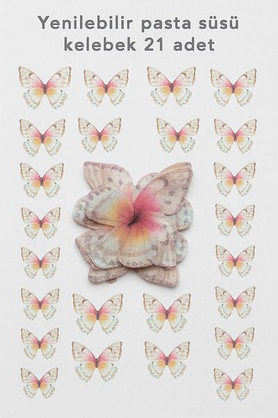 Ege Pastacılık Edible Cake Decoration Butterfly Ready Cut 21 Pieces