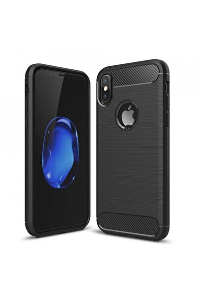 Techsuit Θήκη iPhone X / iPhone XS - Σιλικόνη Άνθρακα - Μαύρο