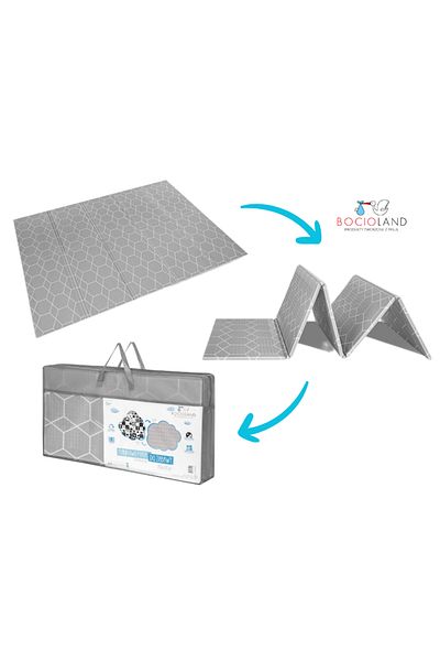 Bocioland Foldable play mat, printed on both sides, 200 x 150 cm, Honeycomb