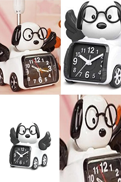 CİYU TİCARET Köpek Araba Şeklinde Alarmlı Çalar Saat Dekoratif Masa Saati Çoc...