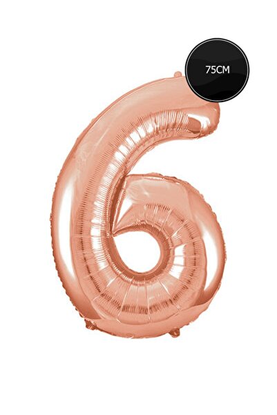 Bp Bizden Pastacılık 75cm Number 6 Foil Balloon Rose Gold
