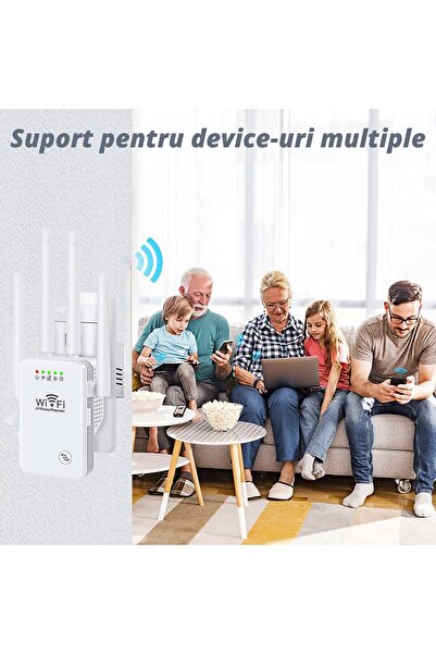 WowStep Amplificator Semnal Wireless, WiFi, 4 Antene MIMO, 2.4 Hz, 300 Mbps, WEP, WPA si WPA2, LAN, Alb