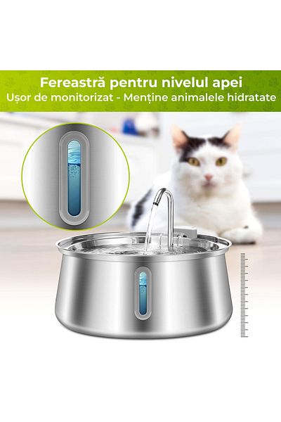 Elindor Dispenser De Apa Pentru Pisici Și Câini, 4 L, Silențios, Filtrare Cu Cărbune, Argintiu