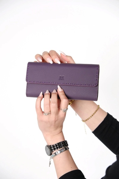 SANATE COLLECTION Hakiki Deri El Portföyü Cüzdan – Telefon Bölmeli, Mıknatısl...