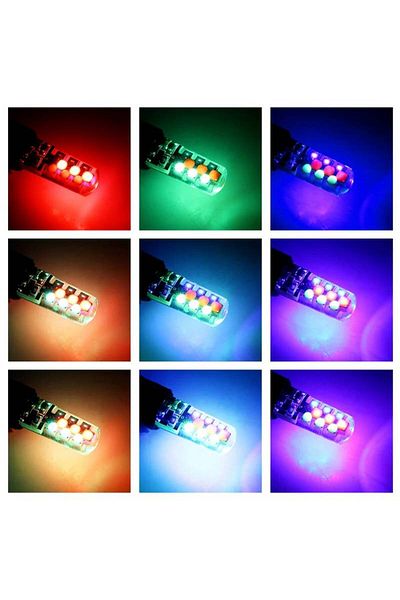 BGRJ Automotive T10 RGB LED bulbs with remote control, position or interior