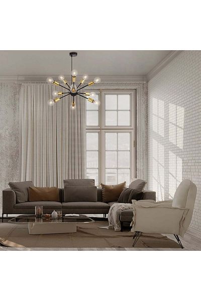 MAYTONI Jackson Chandelier T546PL-12B, 12xE27, black, IP20,