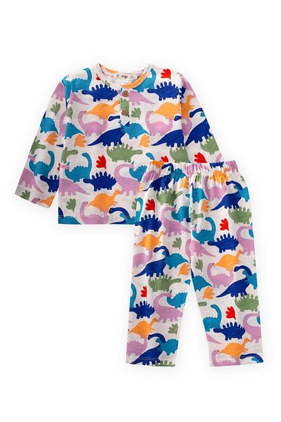 Cigit Patterned Pajama Set 1-7 Years Old Dinosaur Pattern