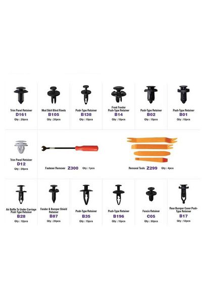 BGRJ Automotive Set of 229 pieces of car fasteners, universal clips