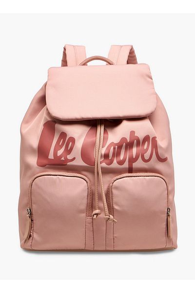 Lee Cooper Logo Print Backpack with Adjustable Straps and Drawstring Closure - 15x30x43 cm