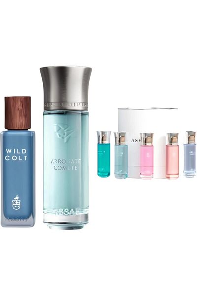 ASSAF PERFUME SET GIFT | ARROGATE COMETE 200 ML + WILD COLT 125 ML + 5 PCS ARROGATE SAMPLES | PERFUM